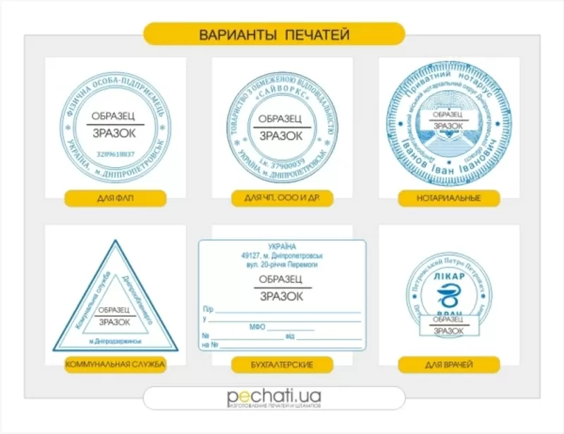 печати и штампы,  ЗАКАЗ ОНЛАЙН