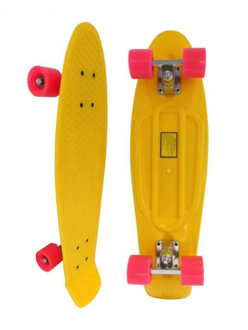 Скейт Longboard Penny 28 желтый с розовыми колесами